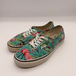 Vans Womens Flamingo Print Sneakers - Green and Pink